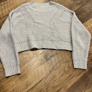 Gray Knit Women's Cropped Sweater